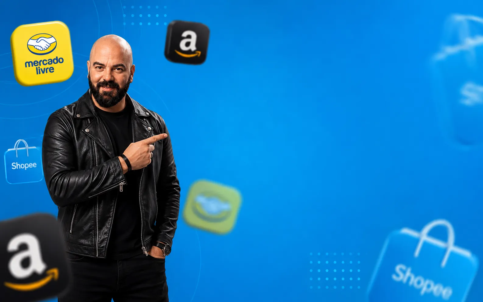 Maico Pires indicando produtos musicais das lojas parceiras